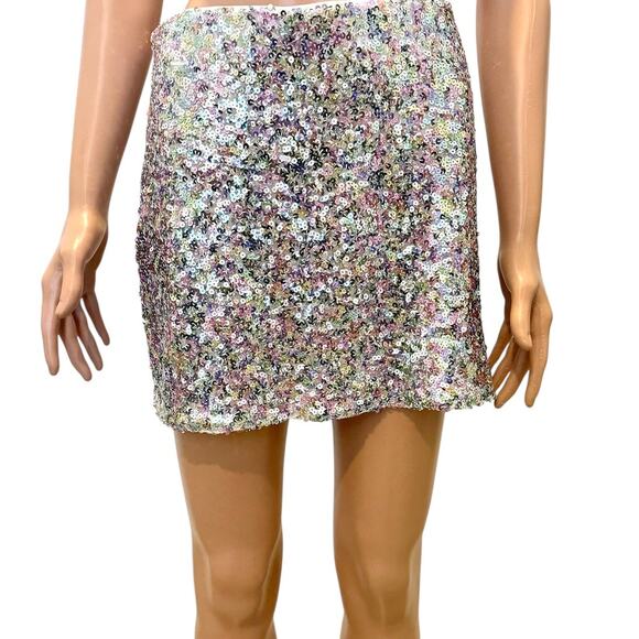 Fashion Nova XL multi color holographic sequin mini skirt SK 2864 - Picture 1 of 9